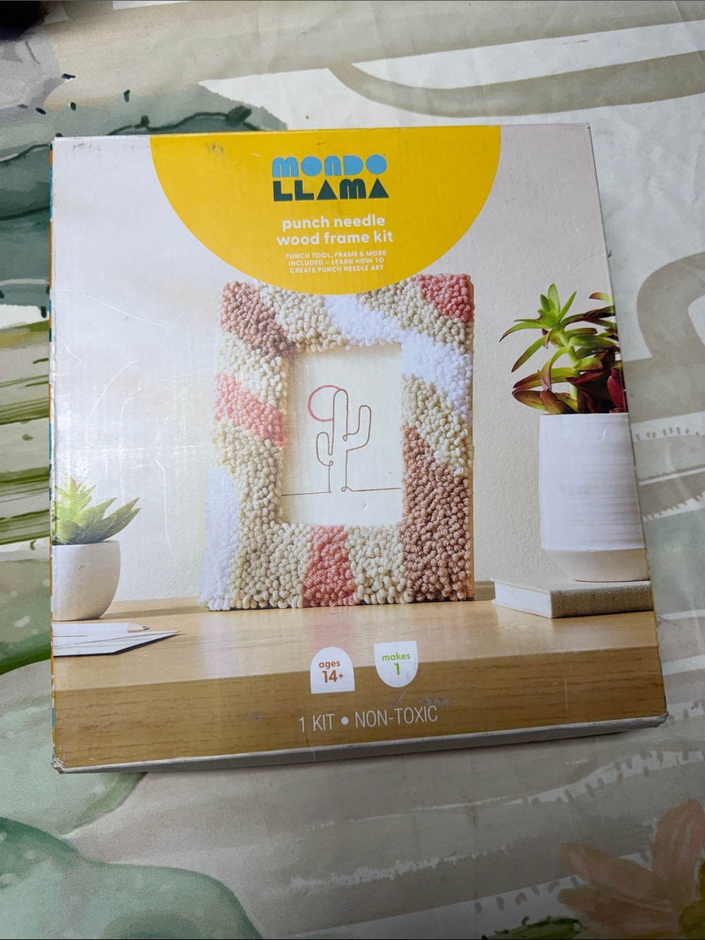 Mondo Llama punch needle wood frame kit meant for ages 14+